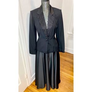 Laurence Kazar Black Silk Beaded Single Breasted Evening Dress Blazer Sz 6